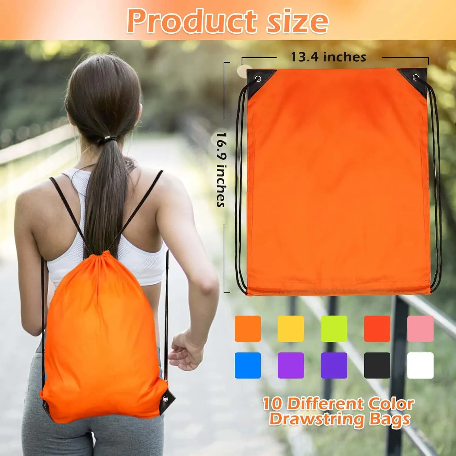 PAXCOO 30Pcs Drawstring Backpack Bulk Drawstring Bags Cinch Sack Bag Nylon Draw String Sport Bag, 10 Colors
