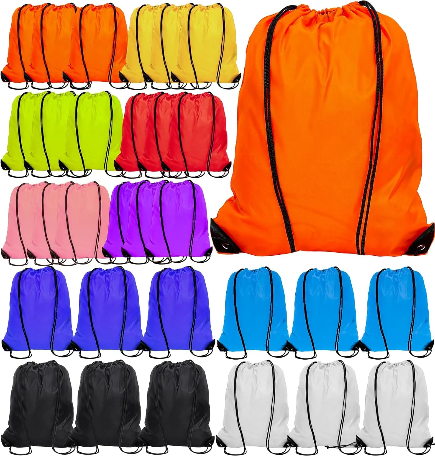 PAXCOO 30Pcs Drawstring Backpack Bulk Drawstring Bags Cinch Sack Bag Nylon Draw String Sport Bag, 10 Colors