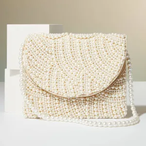 Pearl beaded bridal clutch bag