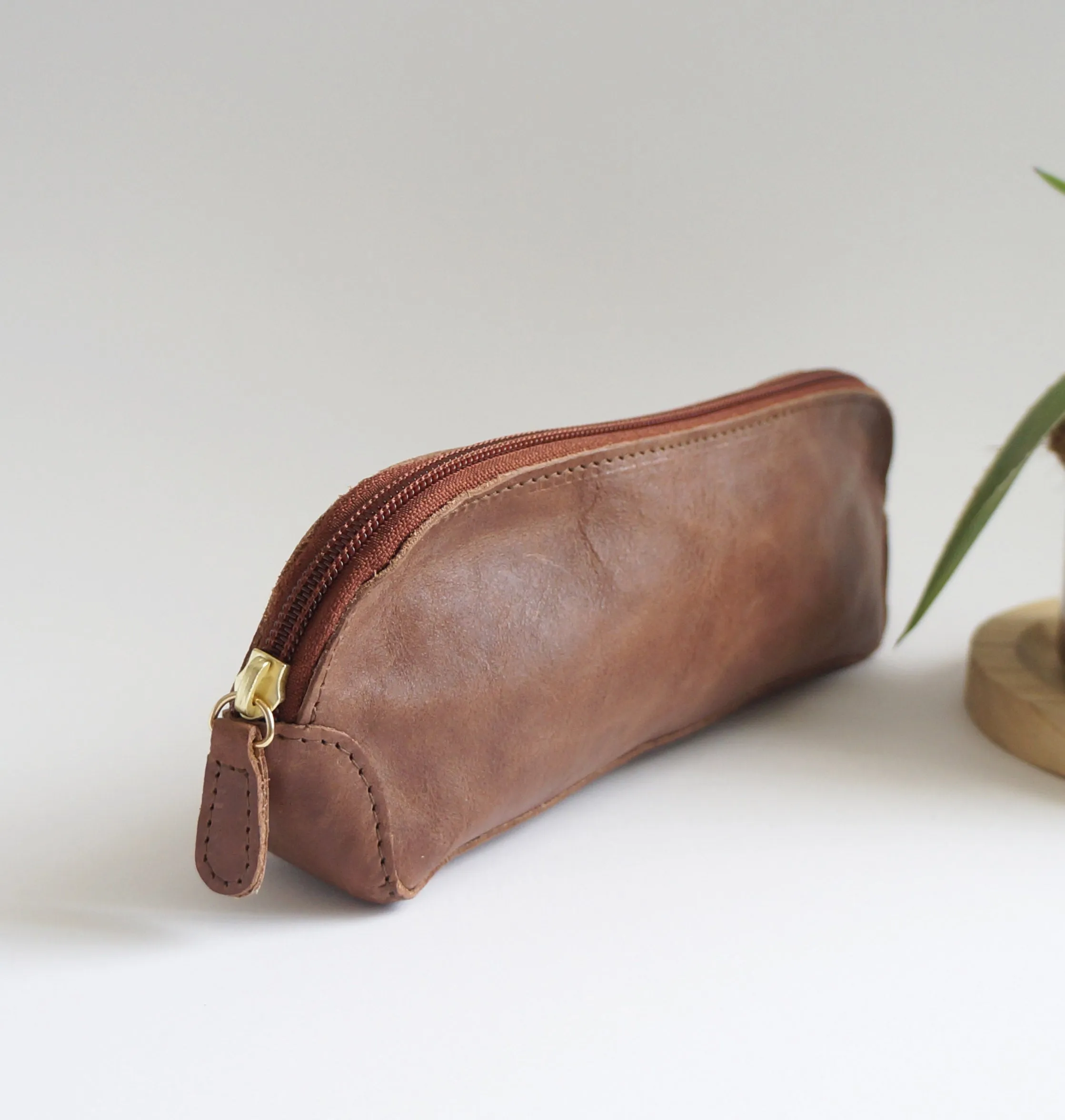 Pen Case - Brownie leather