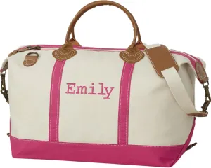 Personalization Universe Special Occasions Luxurious Weekender Embroidered Pink Canvas Duffel