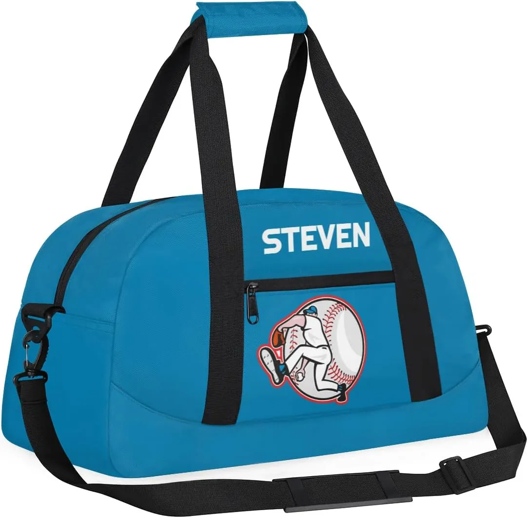 Personalized Baseball Gym Duffel Bags for Boys Kids Child Custom Name Sport Travel Bags Lightweight Weekenders Carry-On Overnight 3