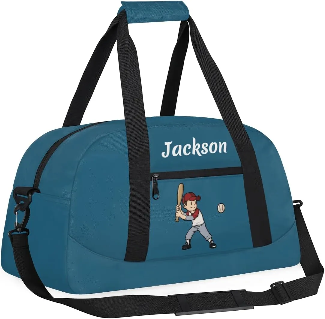 Personalized Baseball Gym Duffel Bags for Boys Kids Child Custom Name Sport Travel Bags Lightweight Weekenders Carry-On Overnight