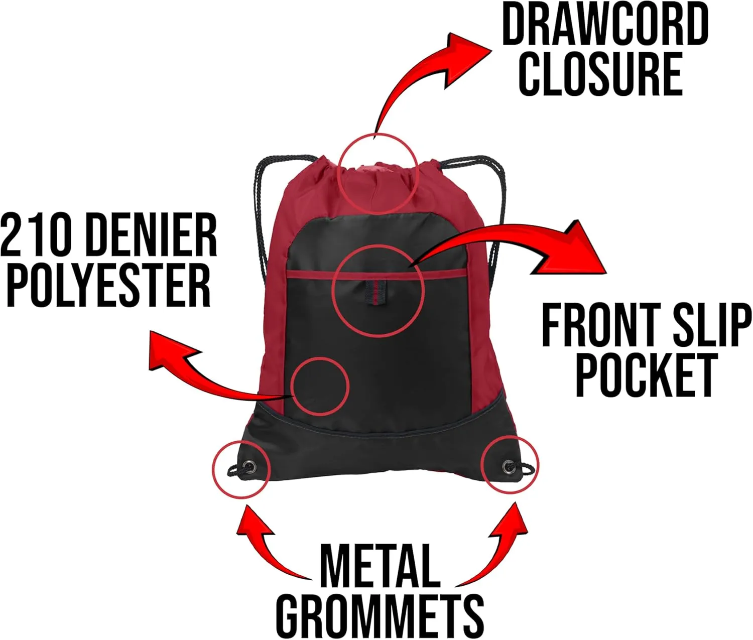 Personalized Cinch Bag - Custom Bags with Logo, Gym Drawstring Bags - Discount Promotional Items with Your Logo - Custom Backpack - Small Drawstring Bag