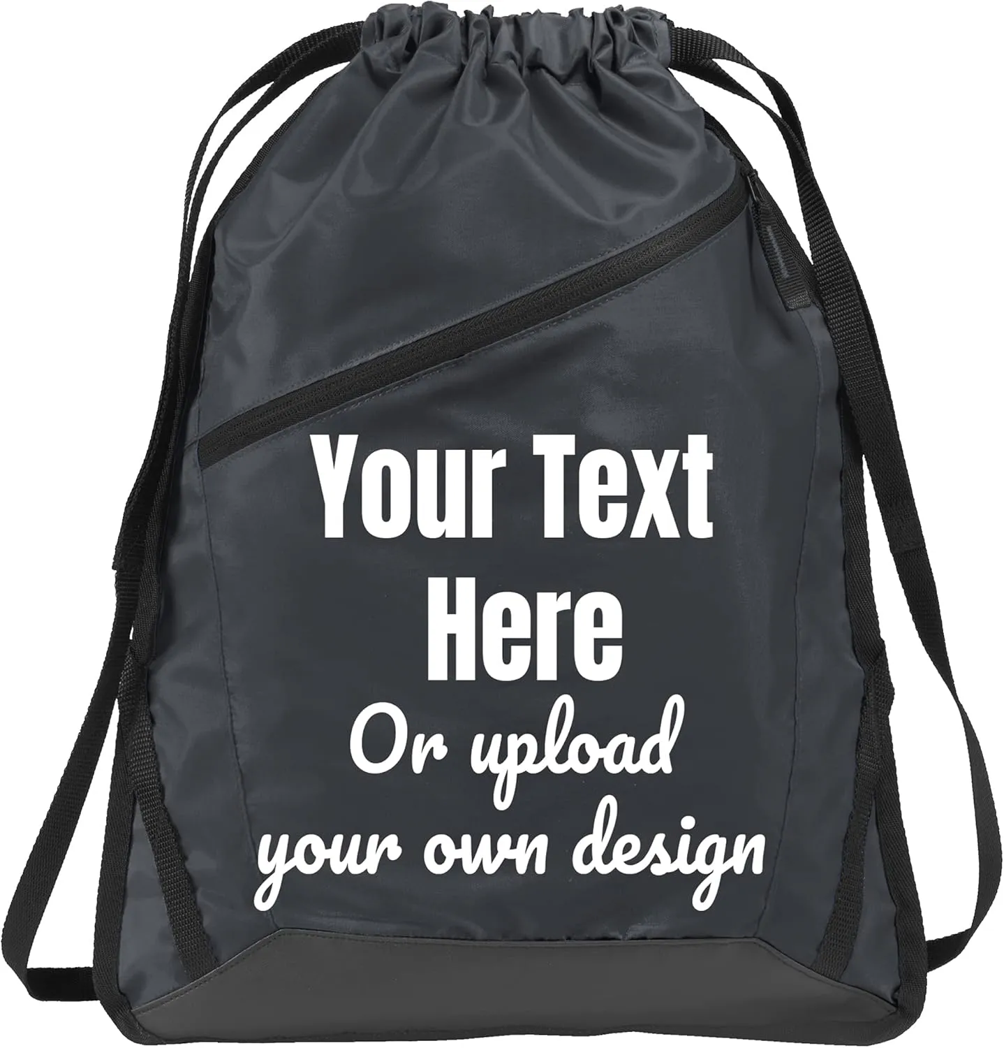 Personalized Cinch Bag with Zipper - True Royal/Black Custom Bag for Women | Small Gym Drawstring Bag | Promotional Items with Your Logo and Design