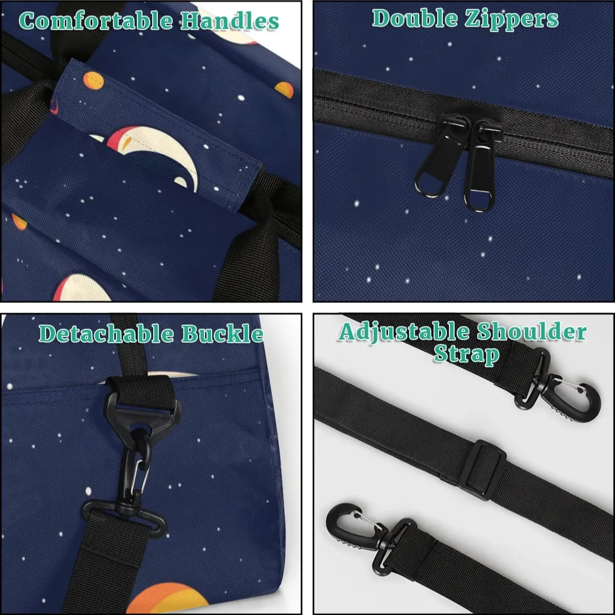 Personalized Cool Astronaut Gym Duffel Bags for Kids Boys with Custom Name Sport Training Travel Bags for Overnight Weekender - Blue
