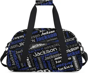 Personalized Name Gym Duffel Bags for Girls Kids Boys with Custom Sport Dance Perform Training Bags for Overnight Weekender Travel,Black Blue