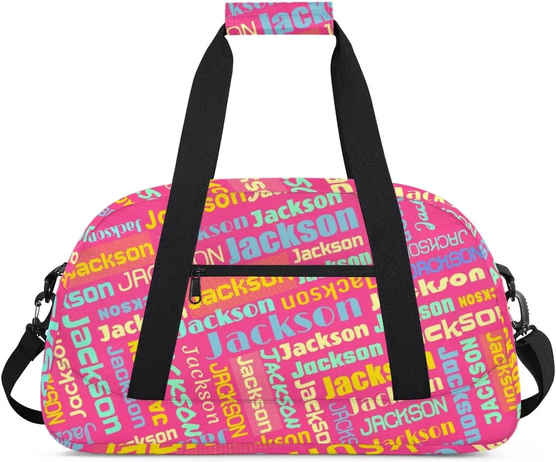 Personalized Name Gym Duffel Bags for Girls Kids Boys with Custom Sport Dance Perform Training Bags for Overnight Weekender Travel,Hot Pink
