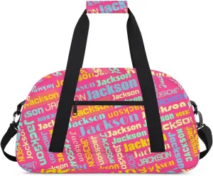 Personalized Name Gym Duffel Bags for Girls Kids Boys with Custom Sport Dance Perform Training Bags for Overnight Weekender Travel,Hot Pink