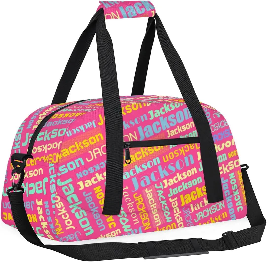 Personalized Name Gym Duffel Bags for Girls Kids Boys with Custom Sport Dance Perform Training Bags for Overnight Weekender Travel,Hot Pink