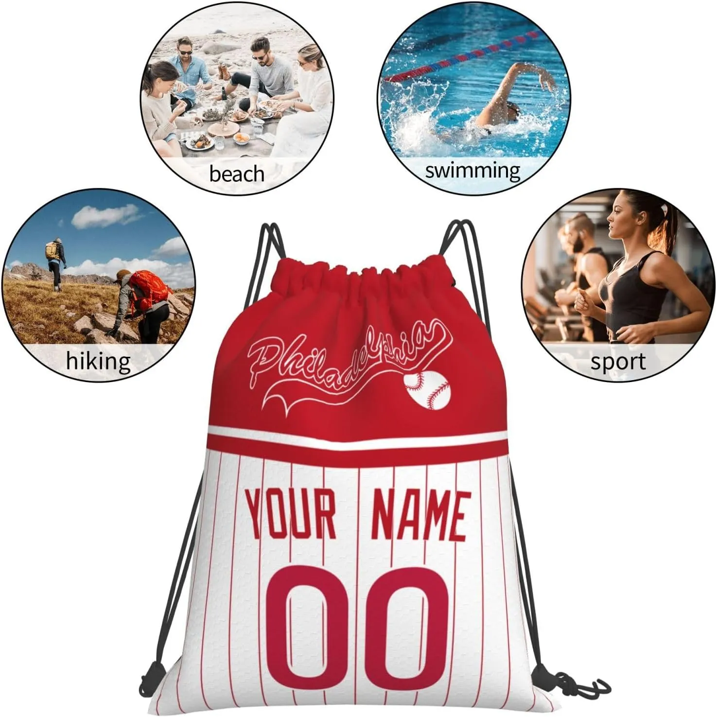 Philadelphia Bags Drawstring Bags Custom Any Name and Number Backpack for Men Gifts