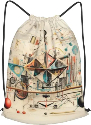 Physics Print Printed Drawstring Backpack, Easy Drawstring Backpack, Sports Travel Yoga Dance Bag
