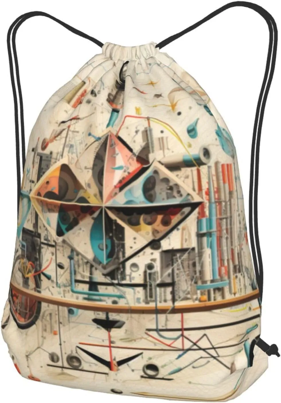 Physics Print Printed Drawstring Backpack, Easy Drawstring Backpack, Sports Travel Yoga Dance Bag