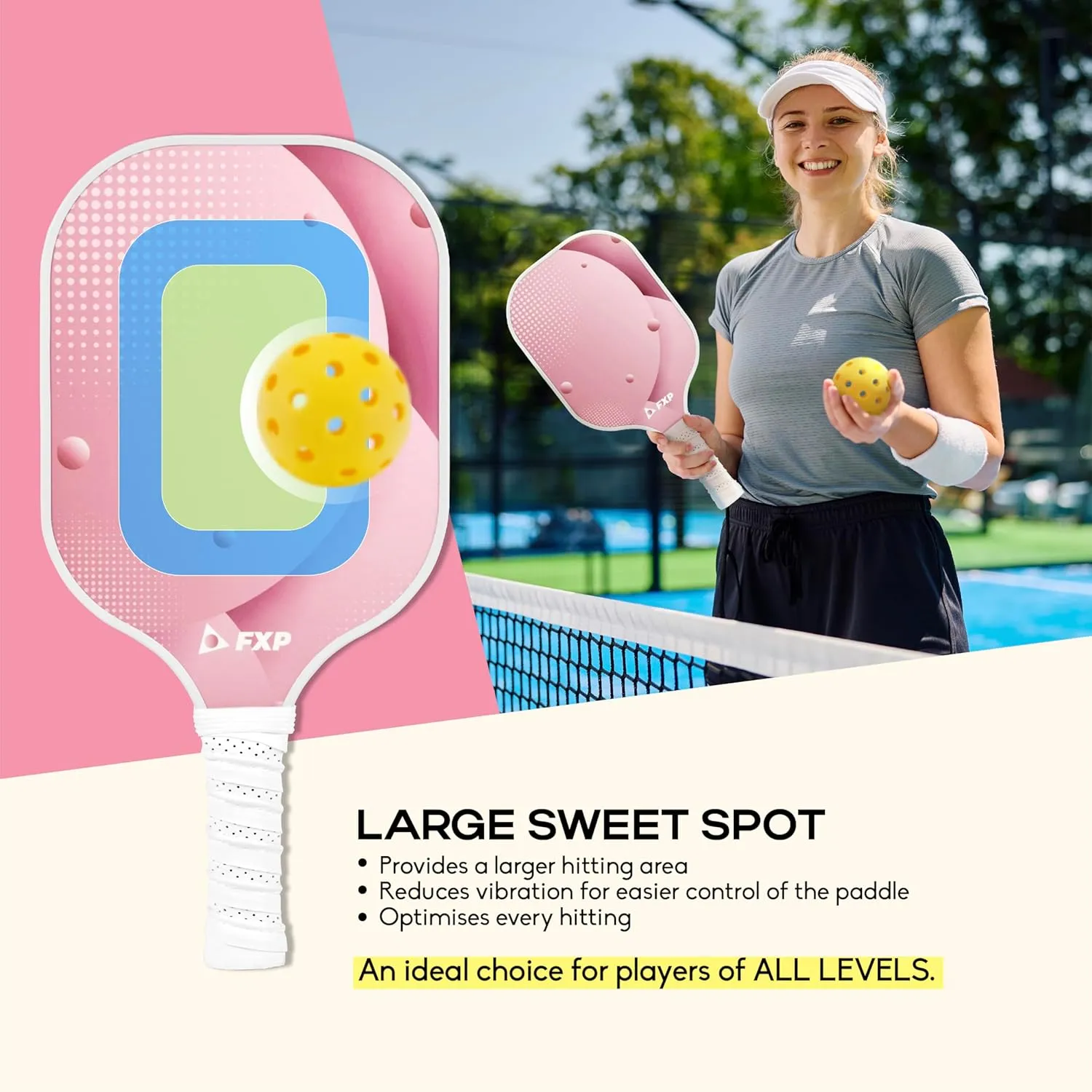 Pickleball Paddles Set of 2/4 Paddles with 4 Balls and 1 Bag, Lightweight Fiberglass Pickleball Rackets/Equipment Set for Women and Men, USAPA Standard Size