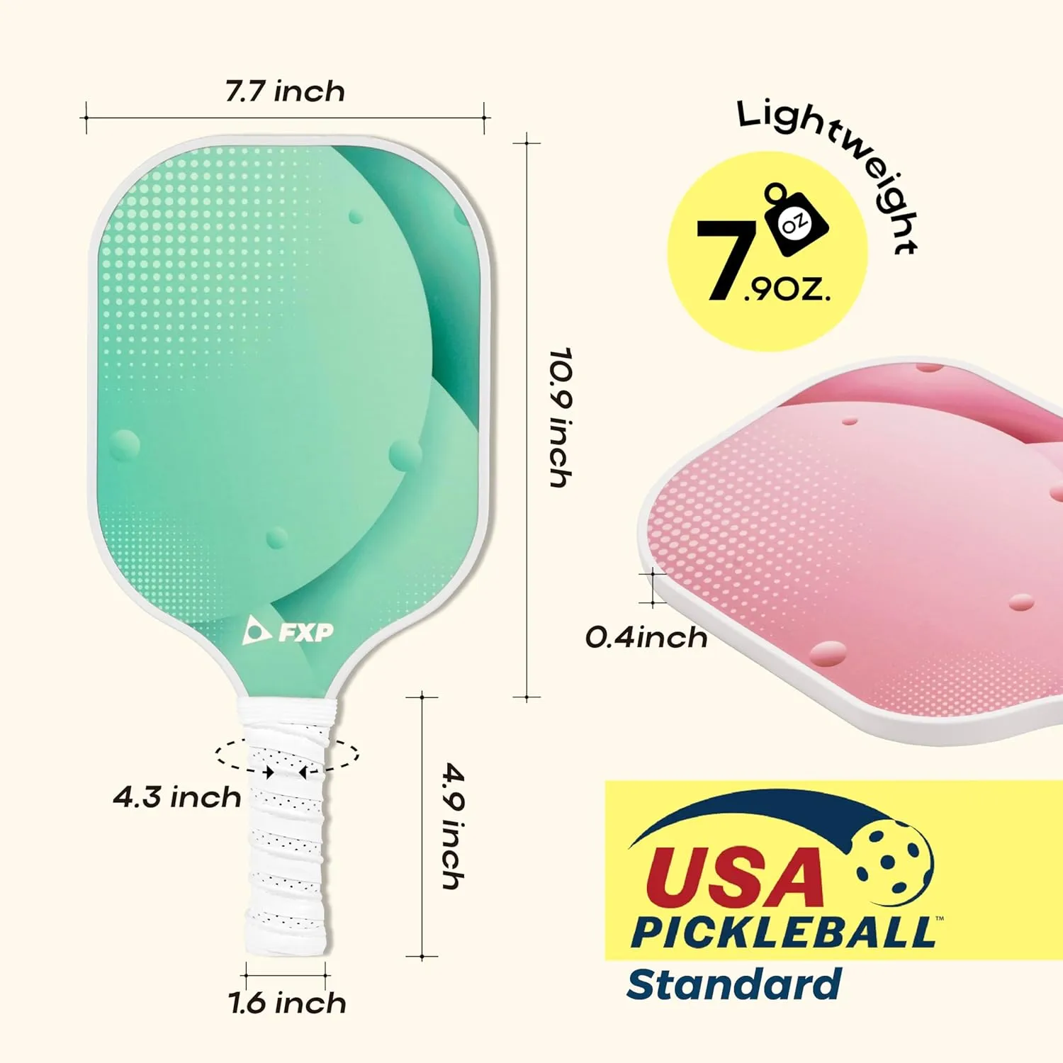 Pickleball Paddles Set of 2/4 Paddles with 4 Balls and 1 Bag, Lightweight Fiberglass Pickleball Rackets/Equipment Set for Women and Men, USAPA Standard Size