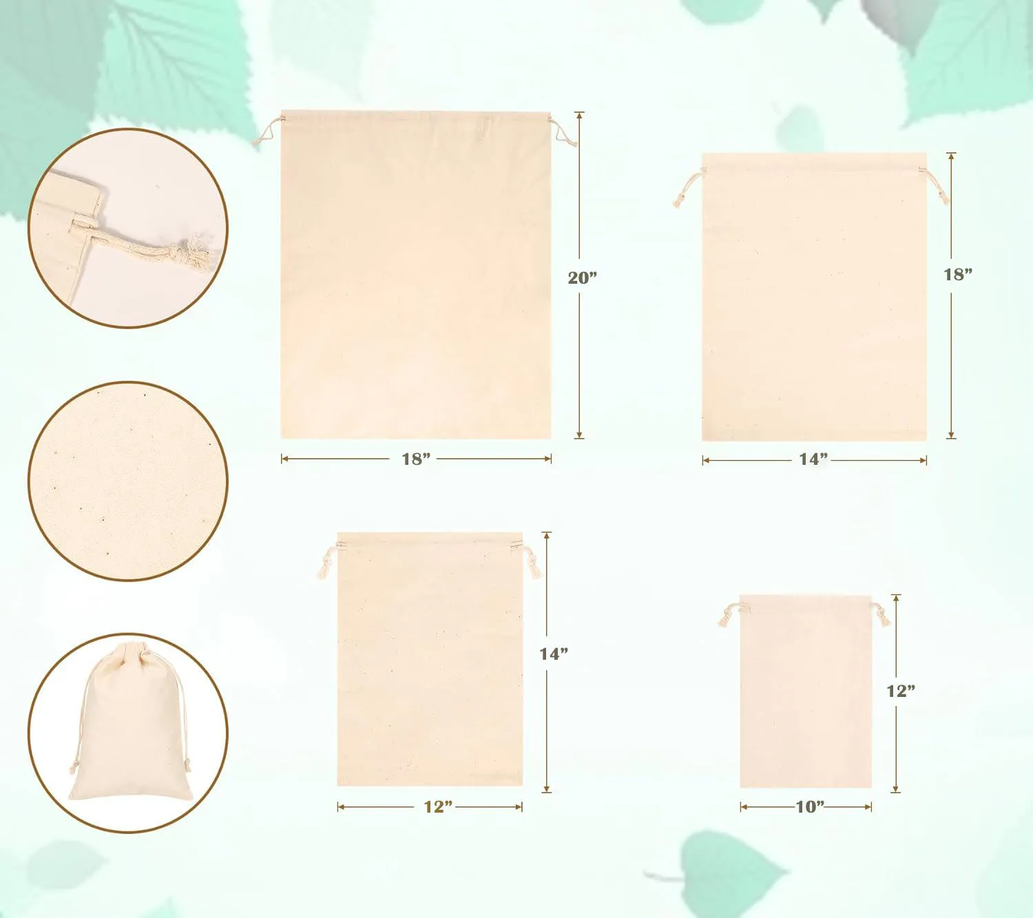 Plain Cotton Drawstring Bags (Pouch)