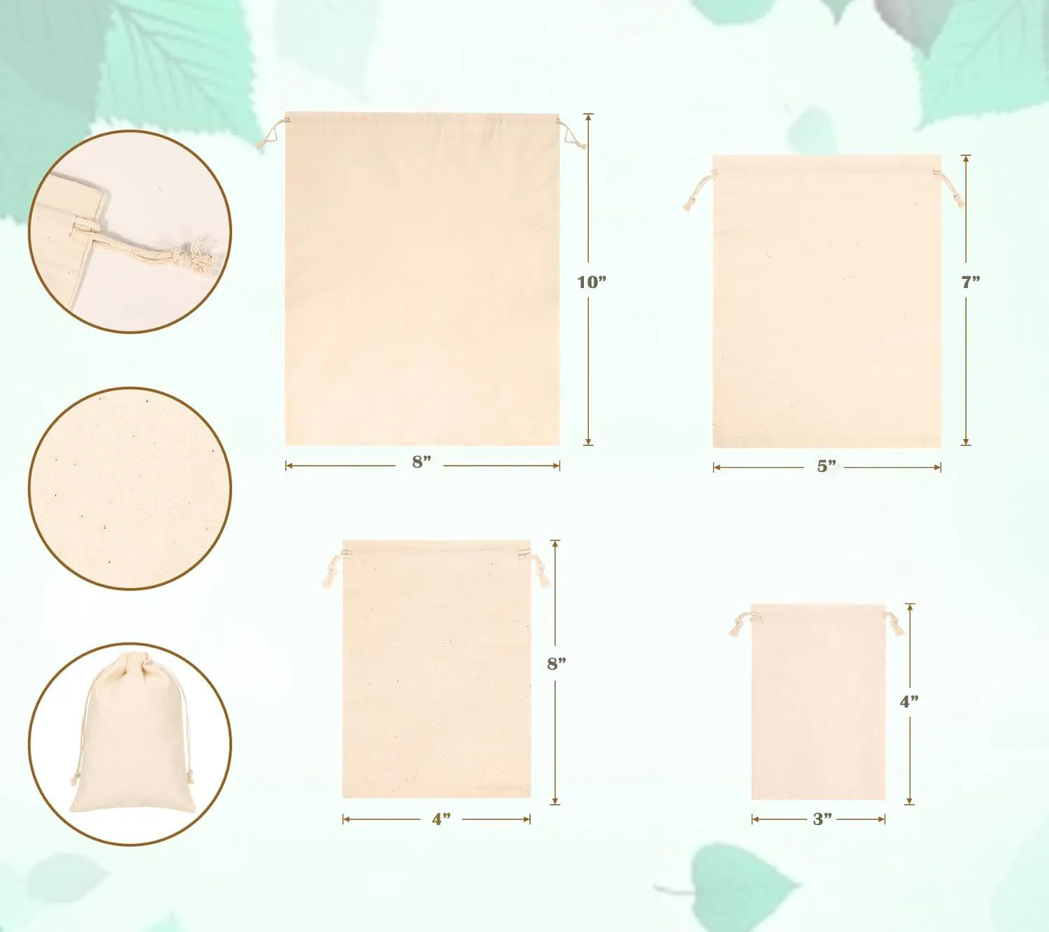 Plain Cotton Drawstring Bags (Pouch)
