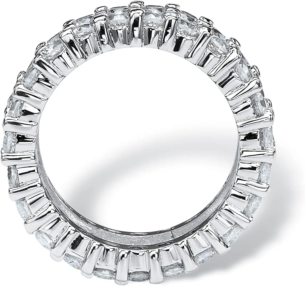 Platinum over Sterling Silver Baguette Cubic Zirconia and Round Eternity Ring