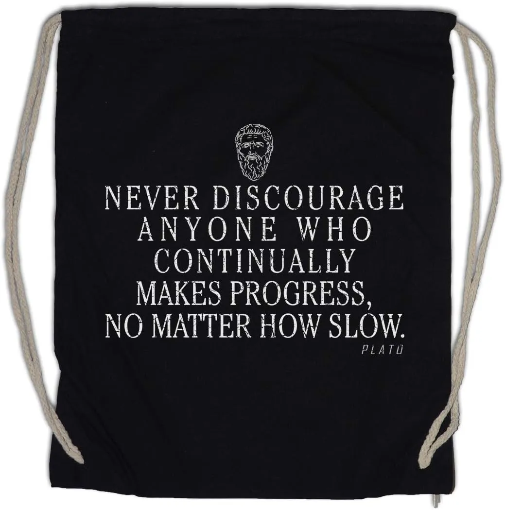 Plato Never Discourage Drawstring Bag Gym Sack