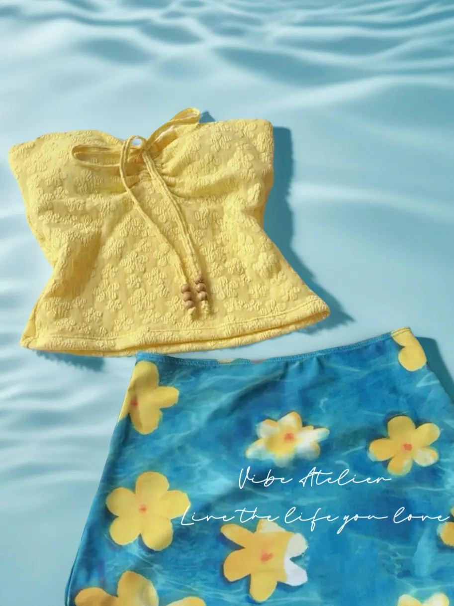 Plumeria Skies Three-Piece Bikini Set