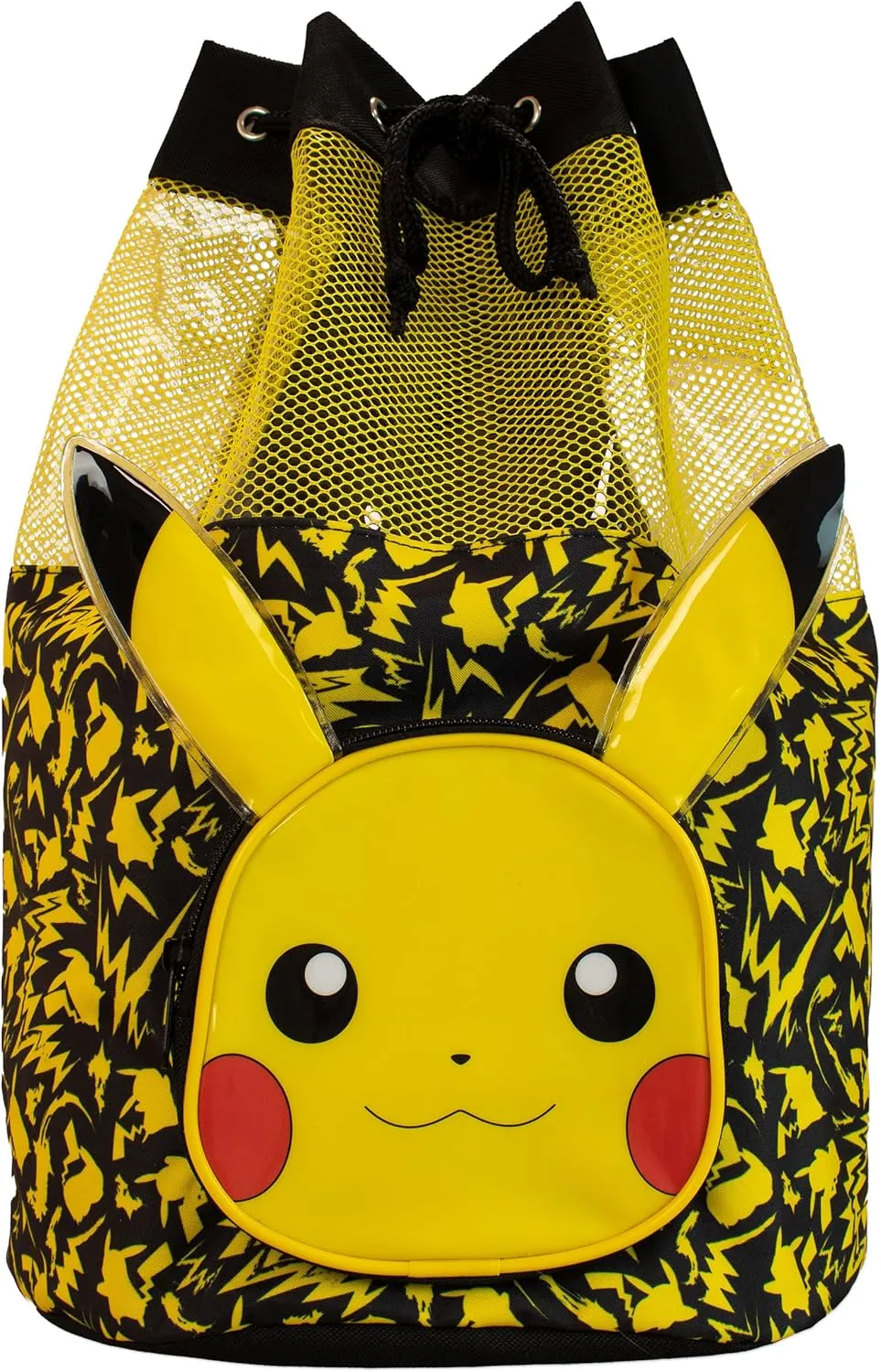 Pokemon Drawstring Bag | Pikachu Backpack With 3D Ears | Boys Swim Bag | Official Pikachu Merchandise | One Size Black