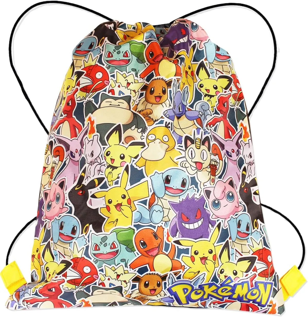 Pokemon School Supplies Drawstring Bags for Kids Gym Bag, Perfect for Travel & Swim for Boys Girls, Featuring Charmander and Pikachu.