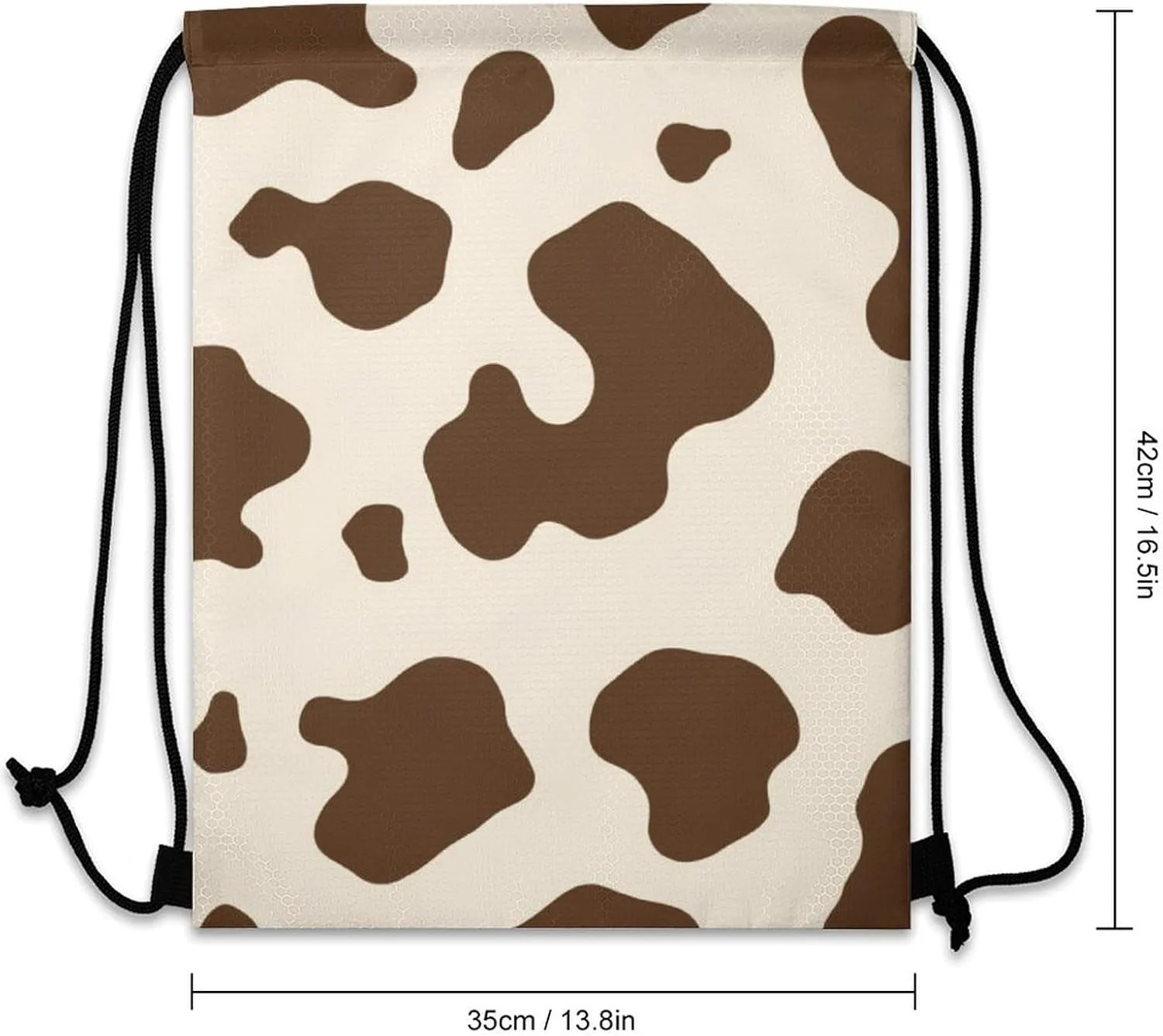 Portable Drawstring Bag for Women Men, Foldable Lightweight Backpack with Strap, Milk Cow Skin Print Large Capacity Sackpack Bags for Travel