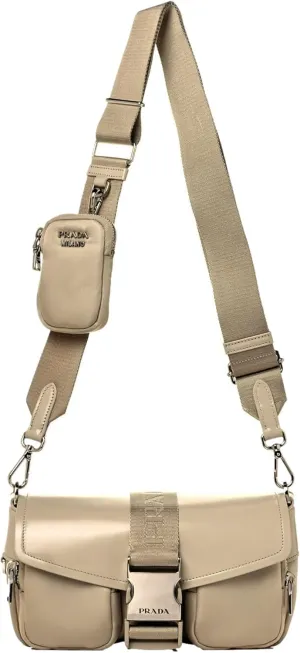 Prada Deserto Tessuto Nylon Patent Leather Buckle Crossbody Bag