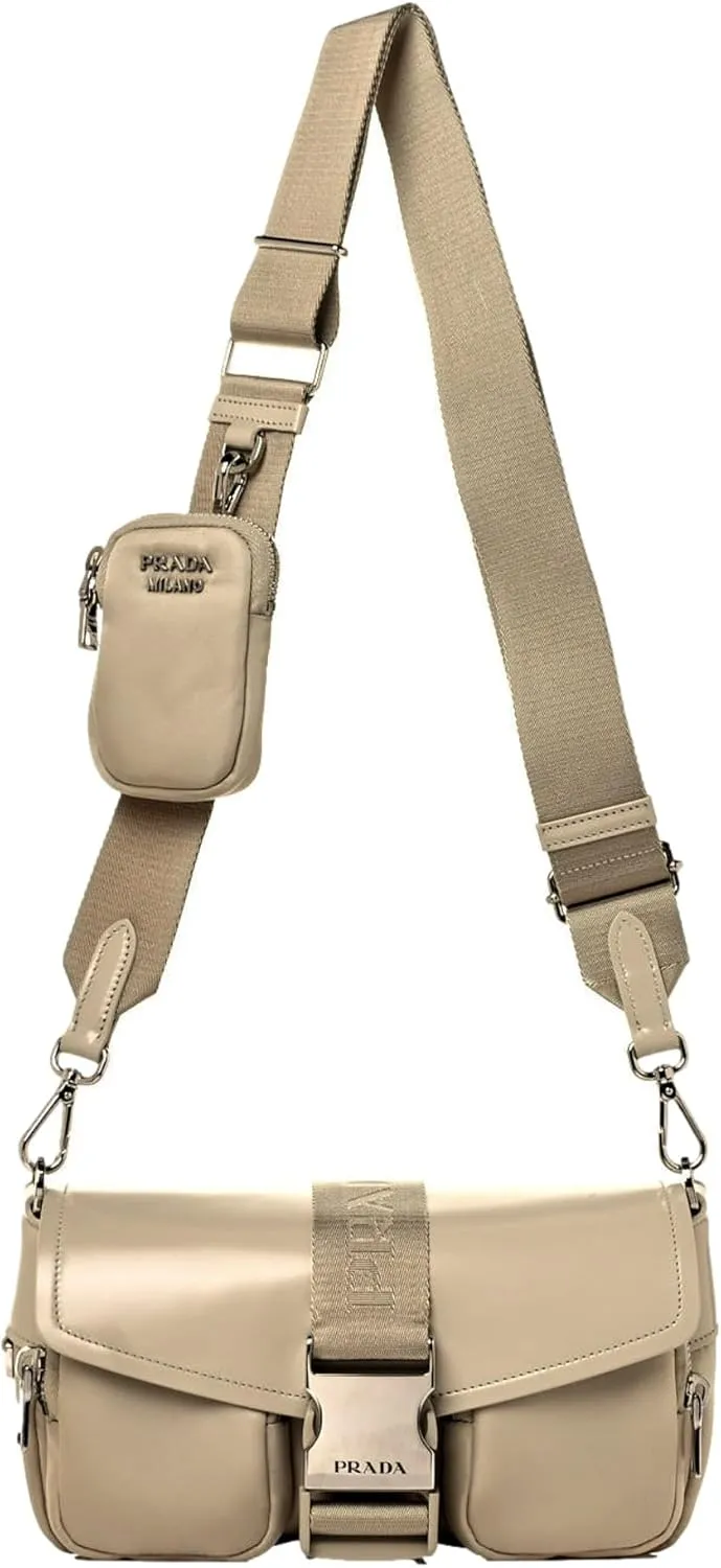 Prada Deserto Tessuto Nylon Patent Leather Buckle Crossbody Bag