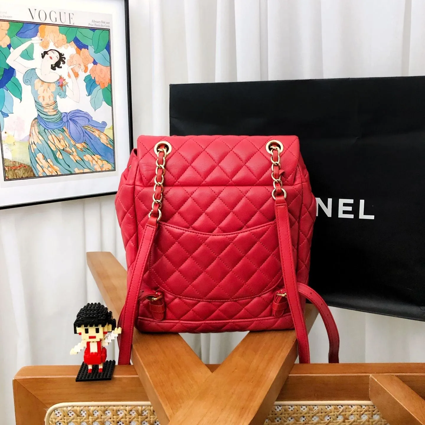 Preloved Chanel Salzburg backpack 20*25cm red