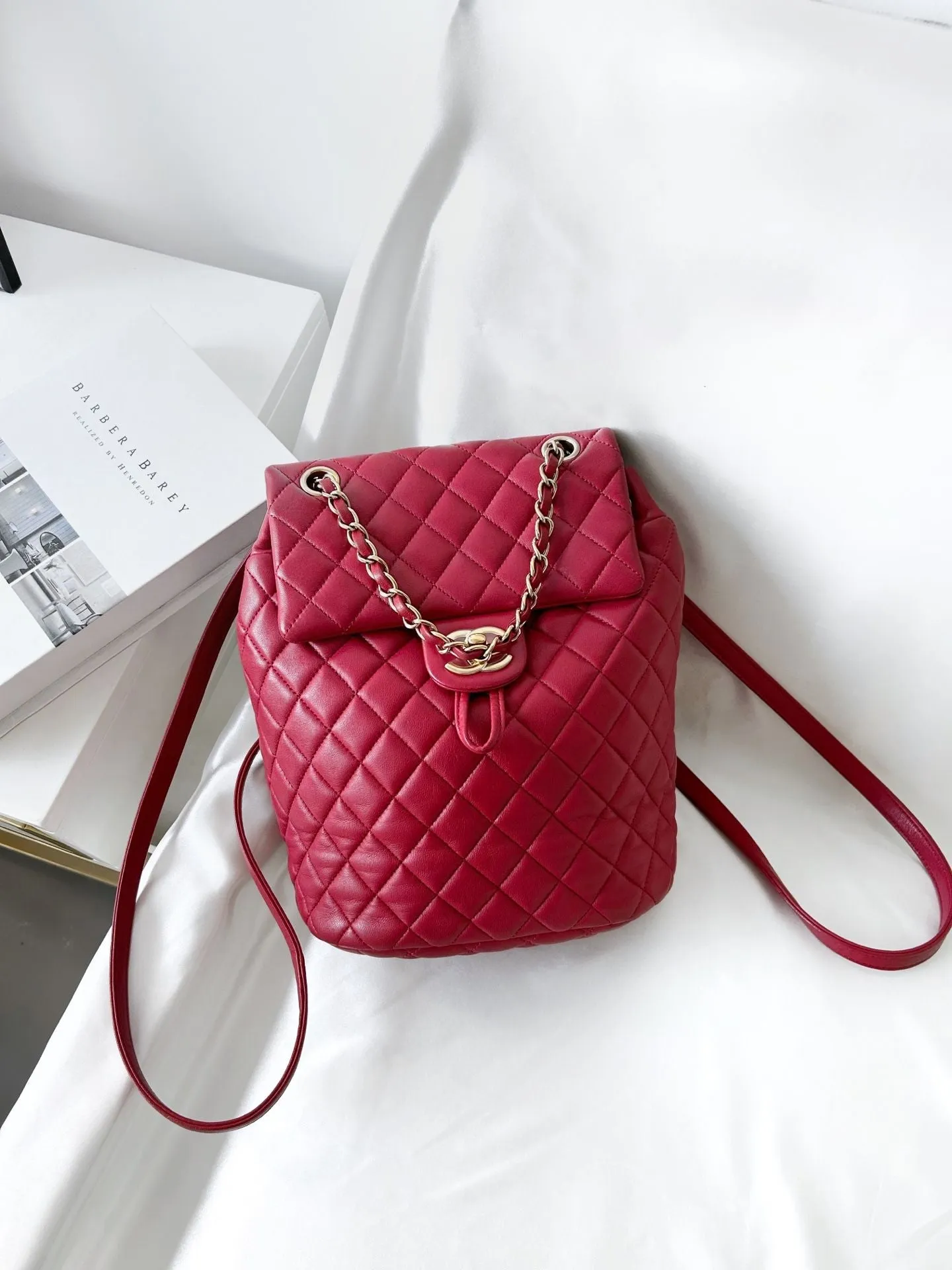Preloved Chanel Salzburg backpack 20*25cm red
