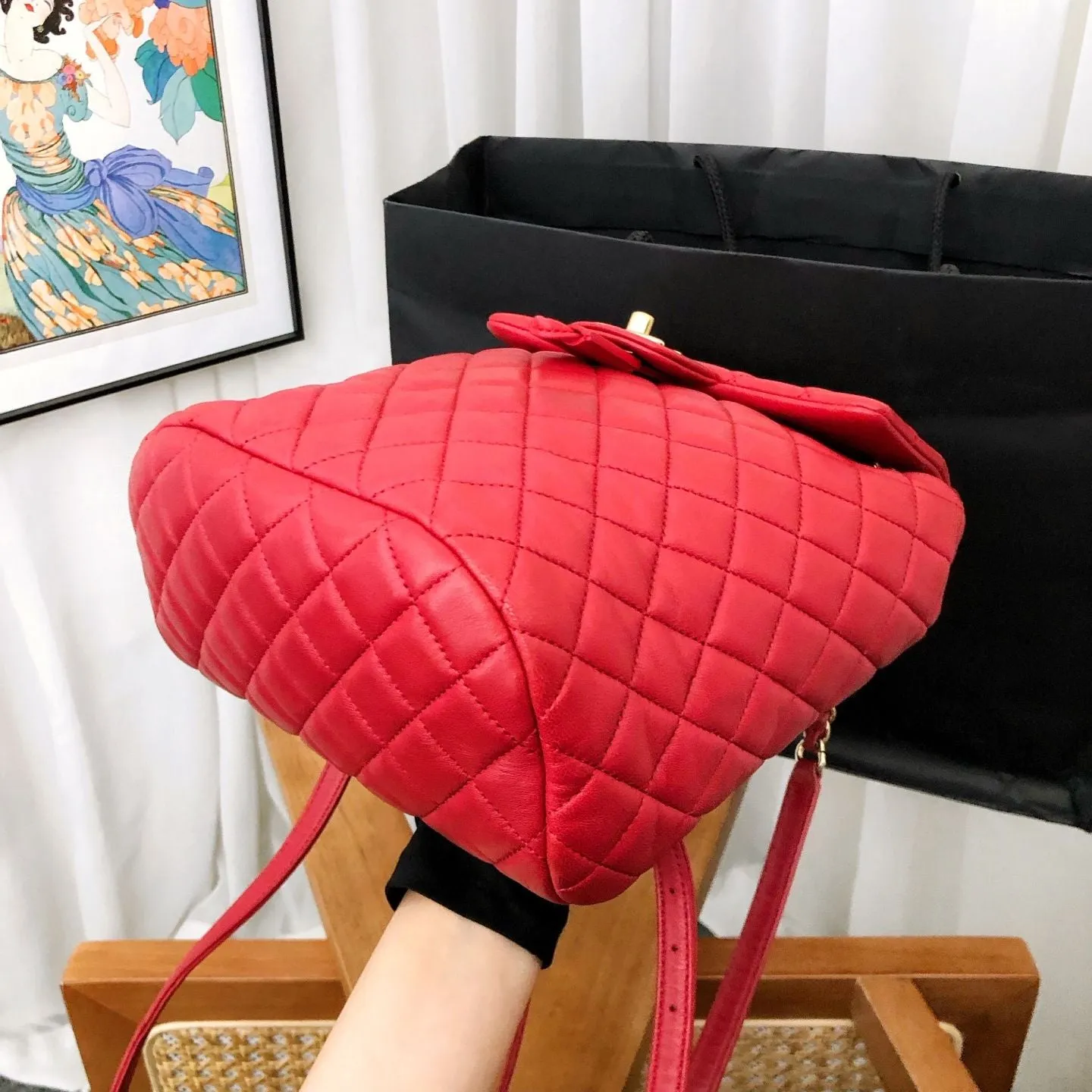 Preloved Chanel Salzburg backpack 20*25cm red