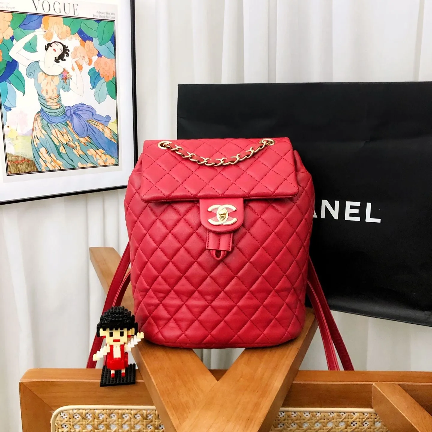 Preloved Chanel Salzburg backpack 20*25cm red