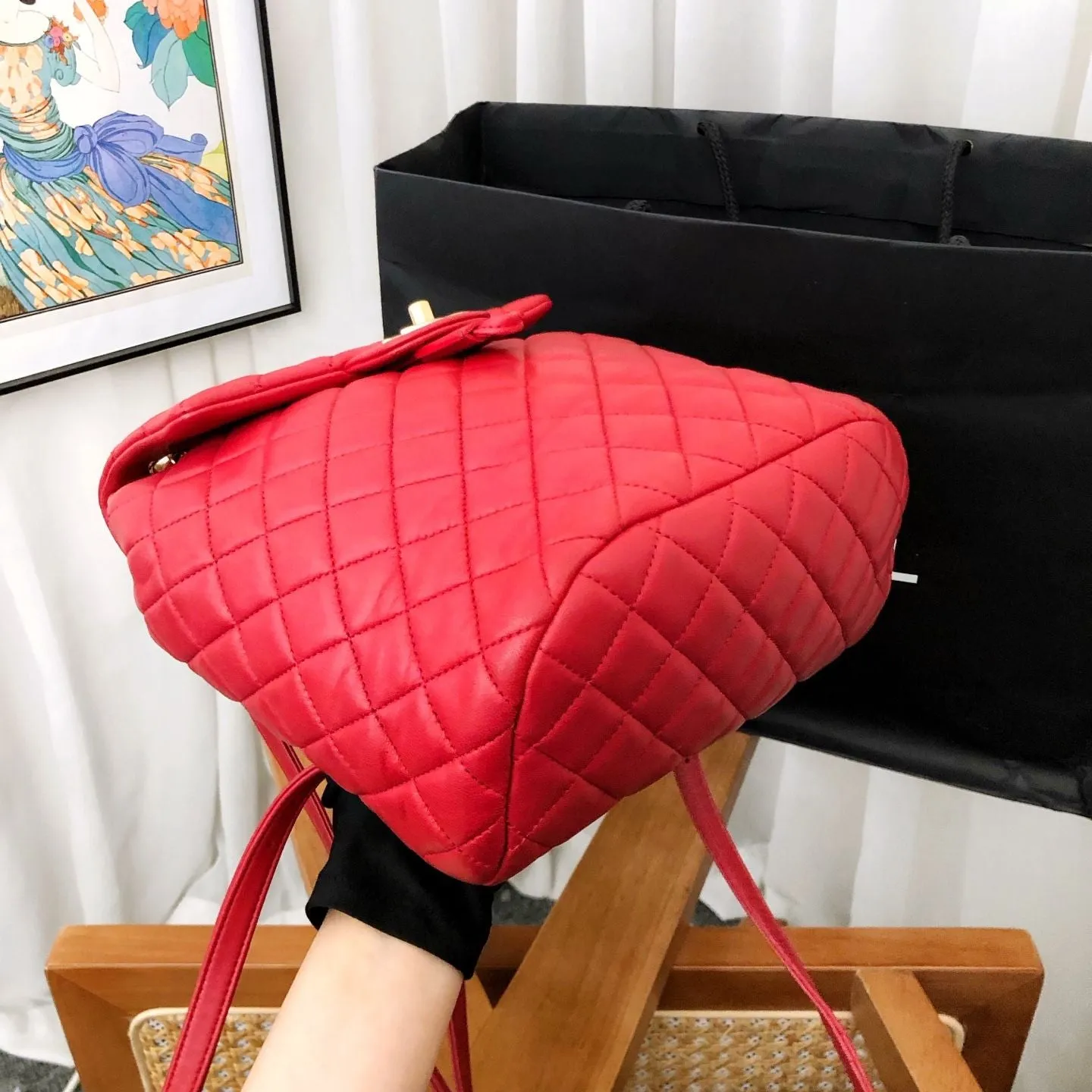 Preloved Chanel Salzburg backpack 20*25cm red