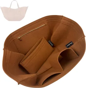 Premium Purse Organizer compatible with Cyme Bag Organizer - Handmade Purse Insert 2mm Felt, Perfect Fit for Mini/Large Tote, Snug Sturdy with Gold Zipper (Brown, For Large Cym*)