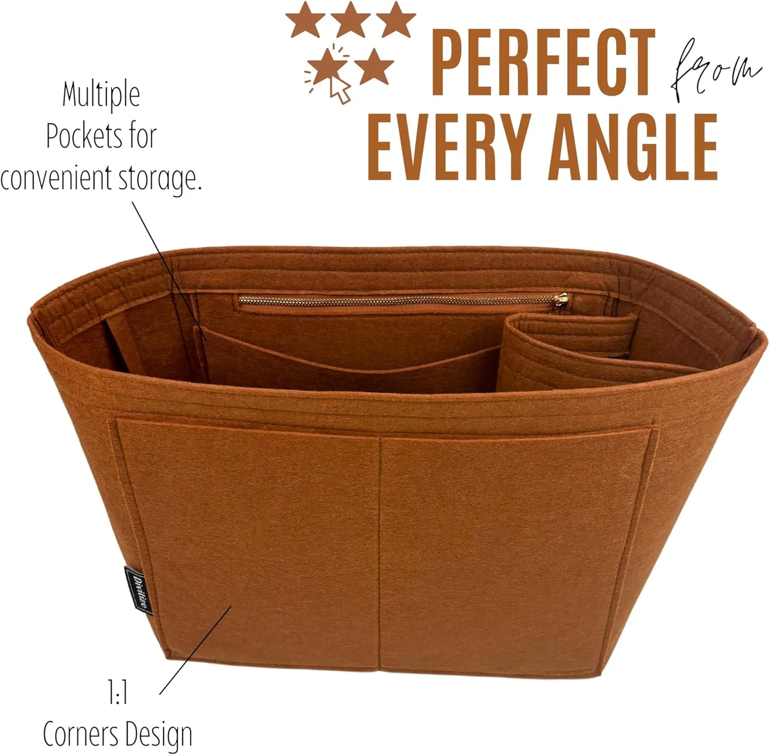 Premium Purse Organizer compatible with Ivy Leather Tote Organizer Insert - Handmade Oval Shaped 2mm Thick Felt Liner, Perfect fit, Tote S/L Bag Organizer (Cream, For Large Ivy Tote)
