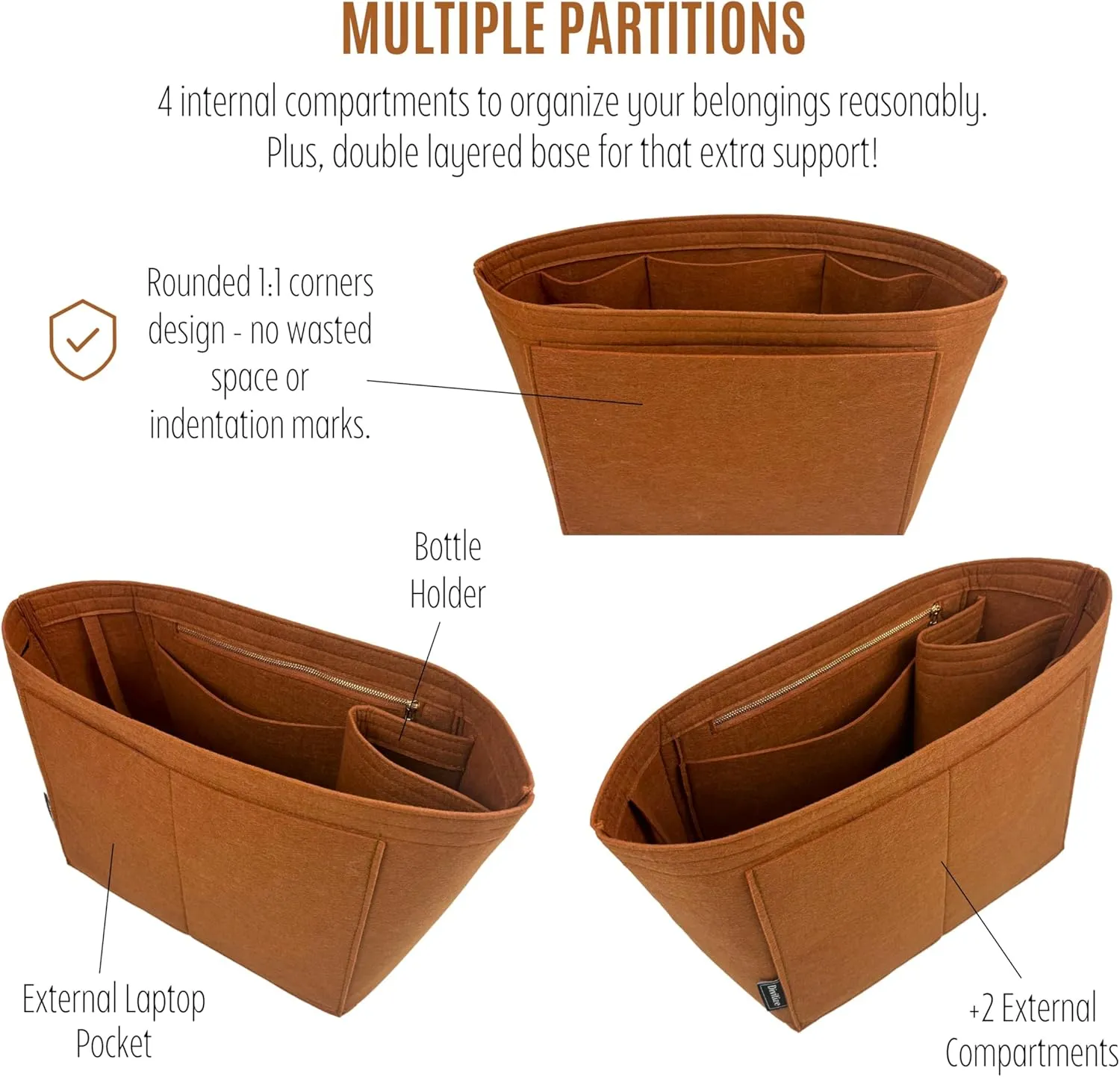 Premium Purse Organizer compatible with Ivy Leather Tote Organizer Insert - Handmade Oval Shaped 2mm Thick Felt Liner, Perfect fit, Tote S/L Bag Organizer (Cream, For Large Ivy Tote)