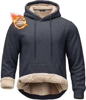 Pudolla Men's Sherpa Hoodie Pullover Winter Thick Warm Fleece Lined Hoodies Athletic Sweatshirts with Kangaroo Pouch Pocket