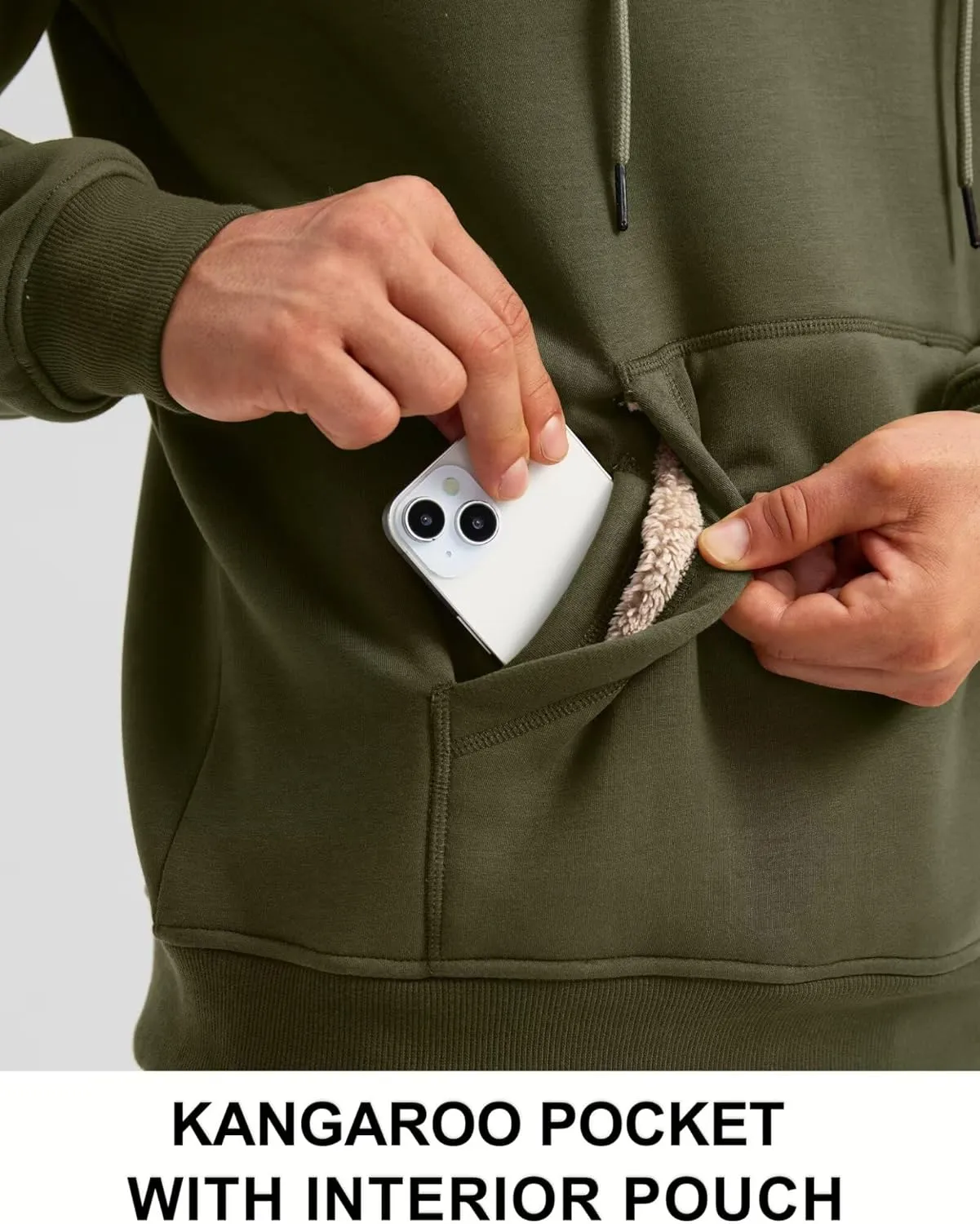 Pudolla Men's Sherpa Hoodie Pullover Winter Thick Warm Fleece Lined Hoodies Athletic Sweatshirts with Kangaroo Pouch Pocket
