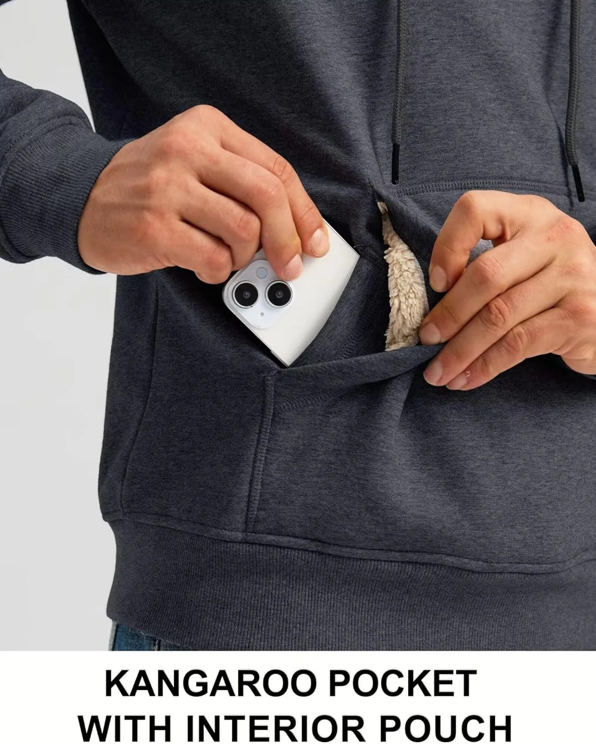 Pudolla Men's Sherpa Hoodie Pullover Winter Thick Warm Fleece Lined Hoodies Athletic Sweatshirts with Kangaroo Pouch Pocket