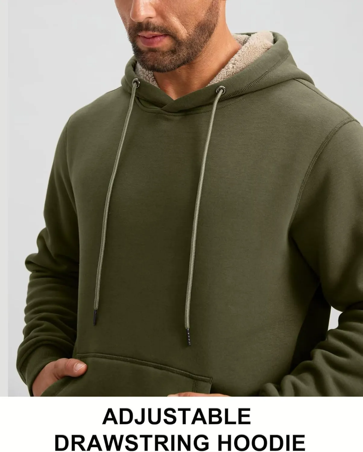 Pudolla Men's Sherpa Hoodie Pullover Winter Thick Warm Fleece Lined Hoodies Athletic Sweatshirts with Kangaroo Pouch Pocket