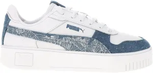PUMA Womens Carina Street Denim Lace Up Sneakers Shoes Casual - White - Size 9 M