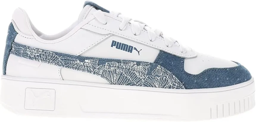 PUMA Womens Carina Street Denim Lace Up Sneakers Shoes Casual - White - Size 9 M