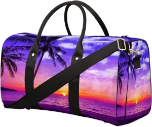 Purple Sunrise Travel Duffel Bag Sport Gym Beach Sunrise Duffle Bag Weekender Overnight Tote Bag Foldable Carry on Bag Training Shoulder Bag for Women Men