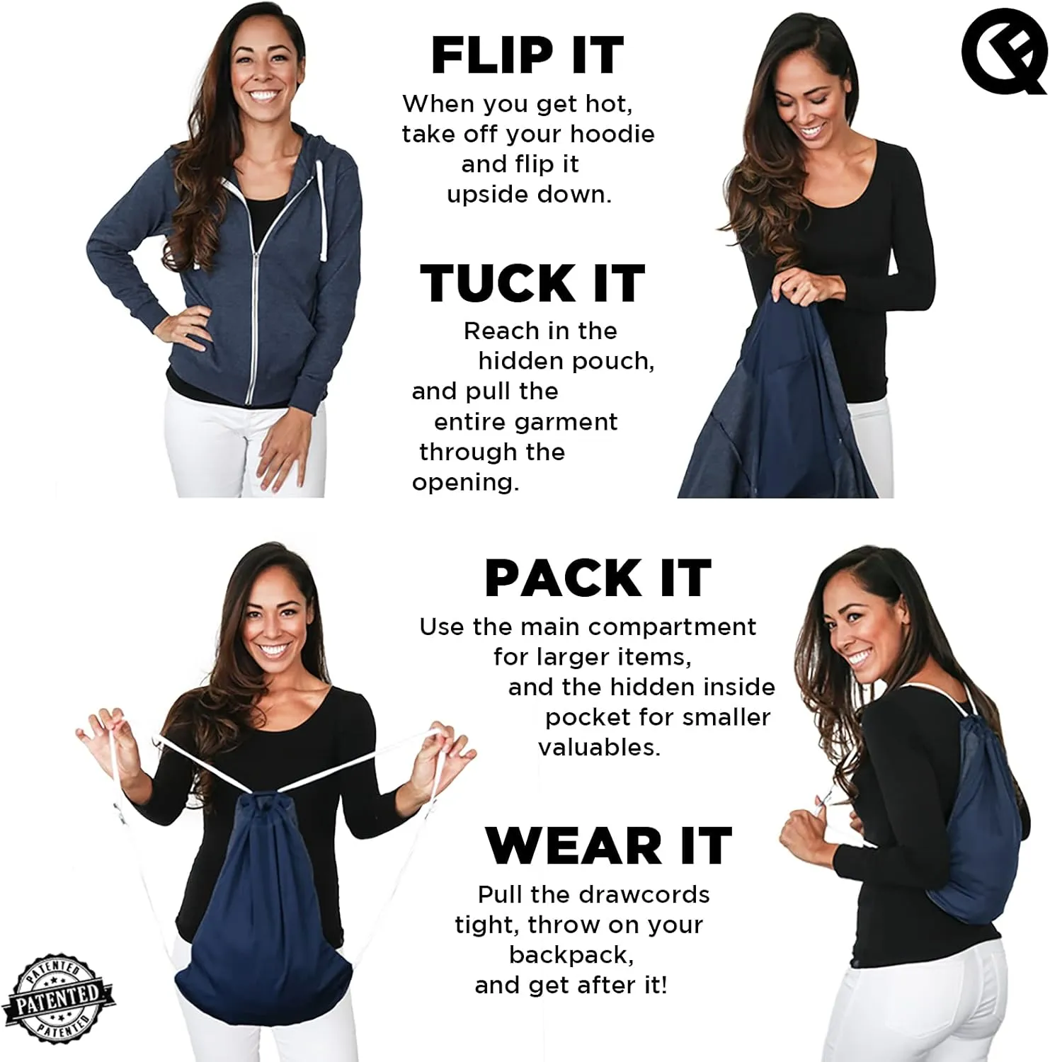 Quikflip 2-in-1 Reversible Backpack Hoodie (As Seen on SHARK TANK) Unisex Full-Zip Hero Hoodie
