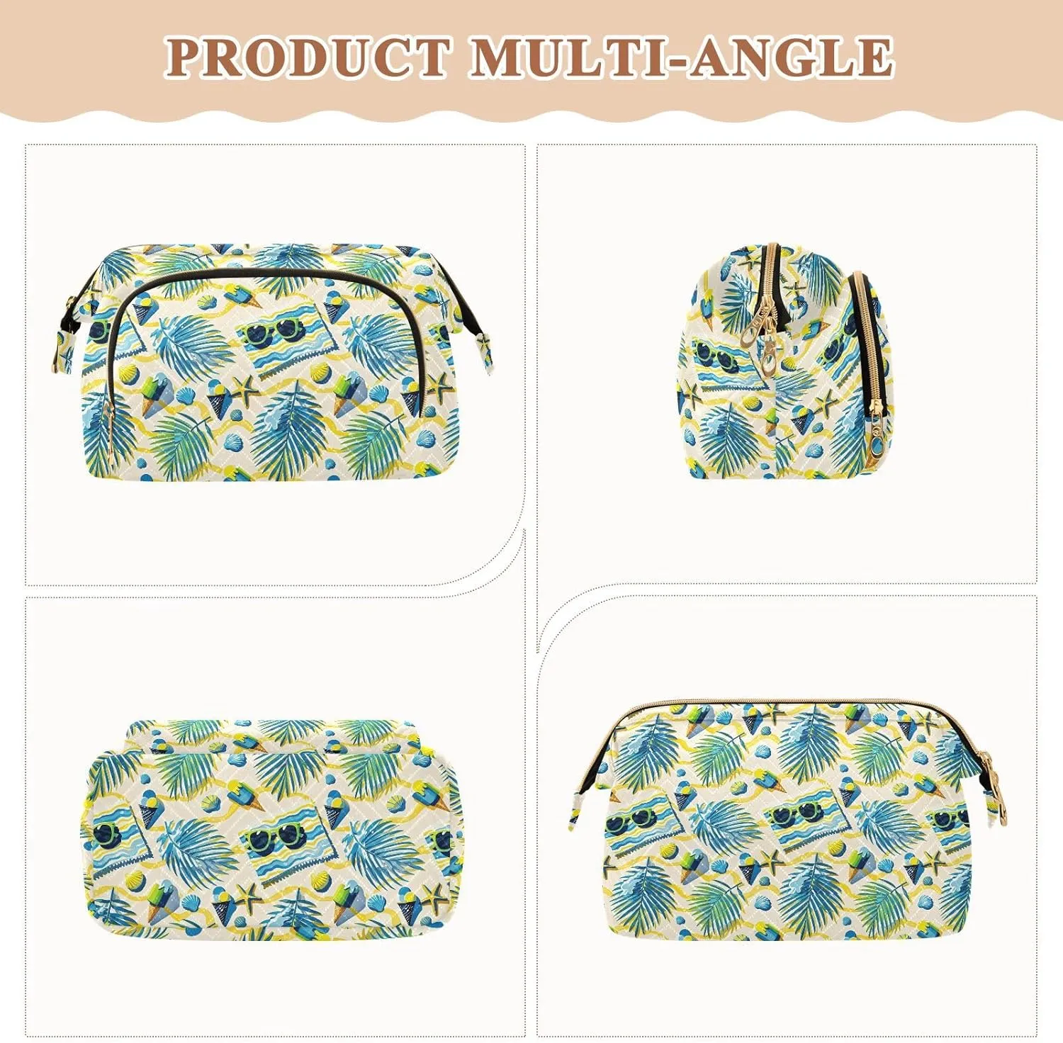 Quilted Makeup Organizer Spacious Travel Bag with Puffy Padded Design for Women