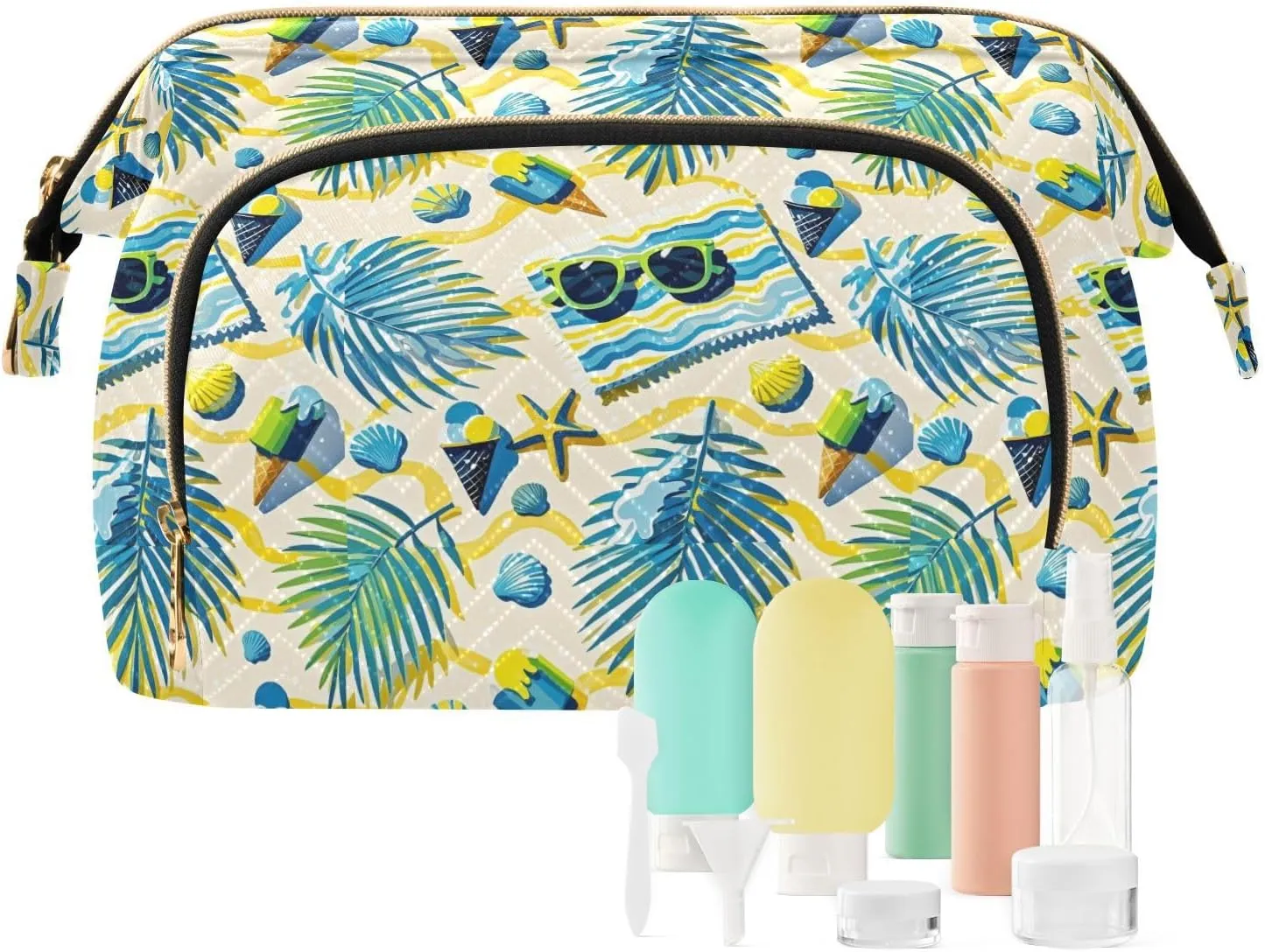 Quilted Makeup Organizer Spacious Travel Bag with Puffy Padded Design for Women