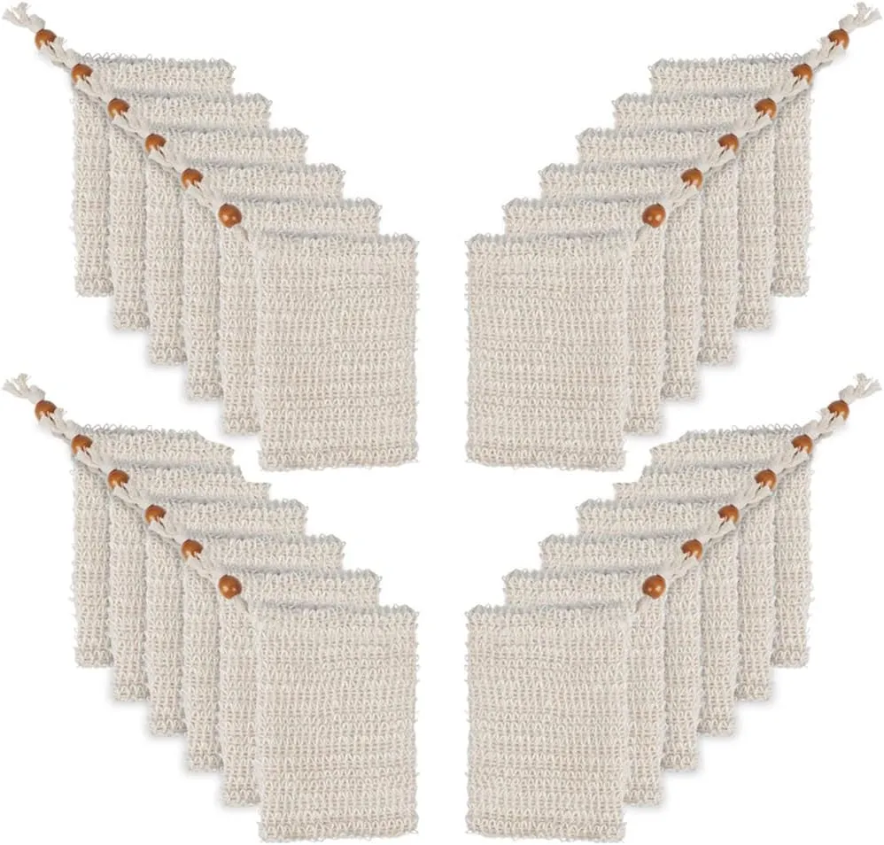 "N/A" OTYMIOW 30 Pack Soap Bags for Soap Bars Soap Saver Pouch Soap Sock Soap Bags Mesh Exfoliating Natural Sisal Soap Bag Hand Made Soap Bag Mesh Soap with Drawstring for Bath & Shower Use