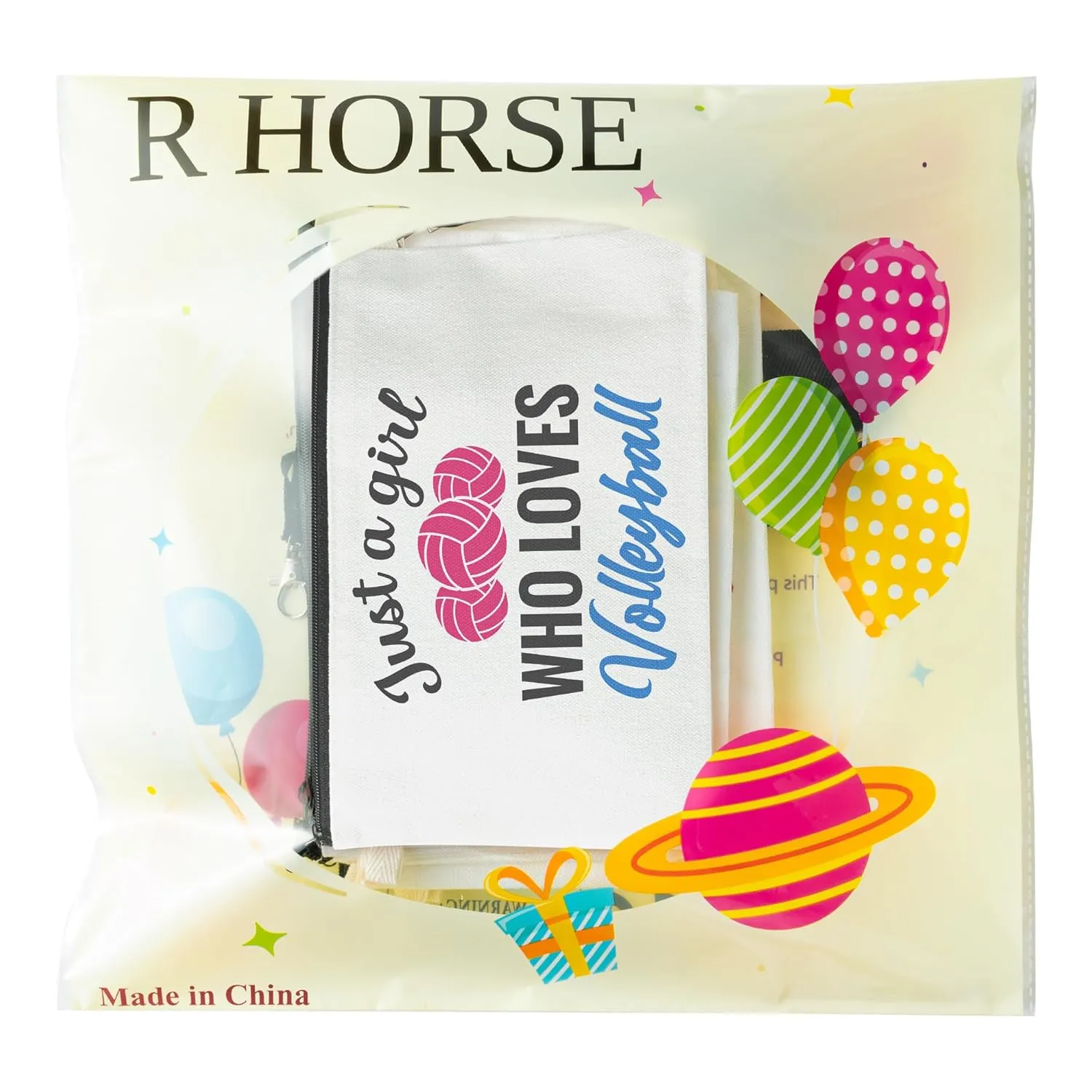 R HORSE 9Pcs Volleyball Makeup Bag Inspirational Gifts for Women Girls, Canvas Cosmetic Toiletry Pouch Bag Christmas Birthday Gifts for Volleyball Team Player Lover Fan