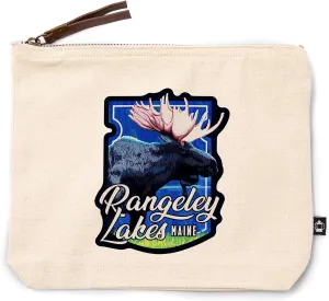 Rangeley Lakes, Maine, Moose at Night, 100% Cotton Zipper Pouch, Travel Accessory, Go Bag